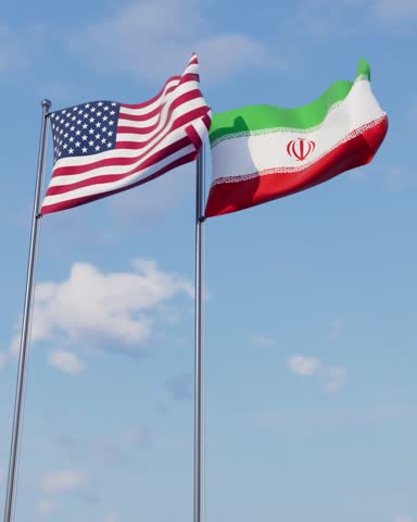 USA and Iran flag. Looping animation