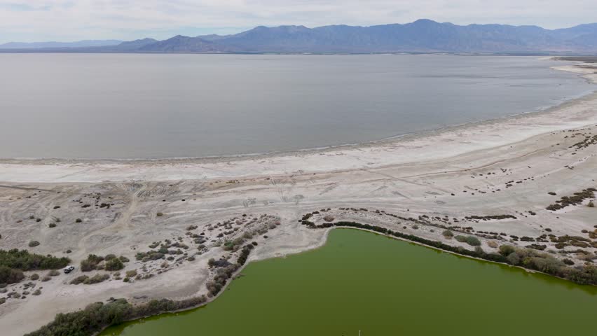 Aerial views show the failed development area at Salton Sea North Shore due to water pollution in Californias environment.