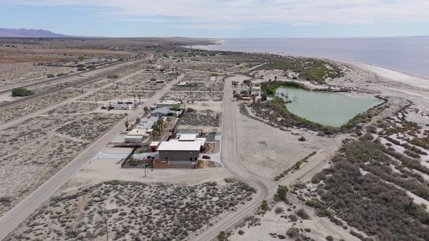 Aerial views show the North Shore of Salton Sea and the effects of pollution on the land and water in California.