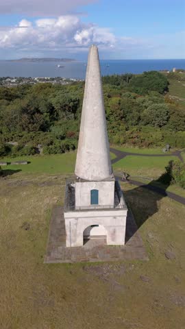 Aerial view of the Obelisk on Killiney Hill in Dublin, Ireland