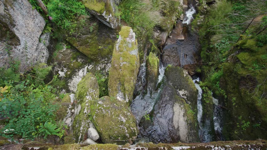 Looking down into Menzenschwander cascade in Black Forest Germany Schwarzwald