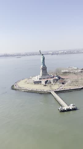 Helicopter ride overlooking Statue of Liberty, New York