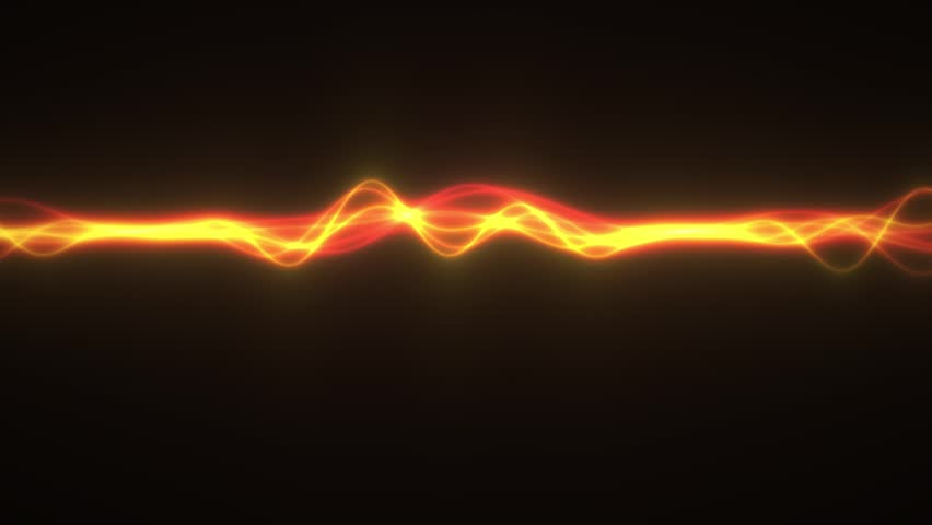 Glowing orange light wave on black background