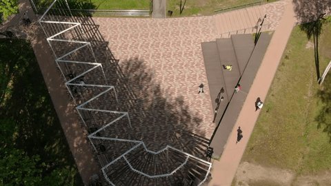 Downward Drone Move Upward Camera Tilt