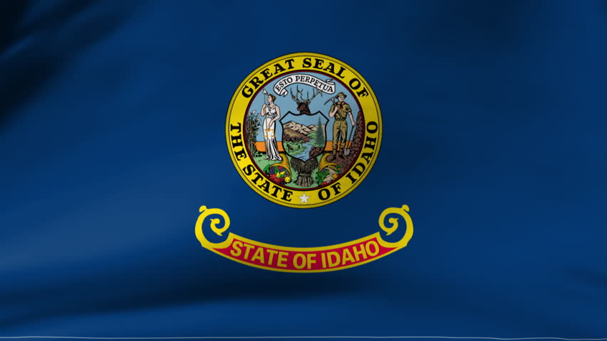 Idaho State Flag Waving Gently in Slow Motion, Close-up Macro Shot