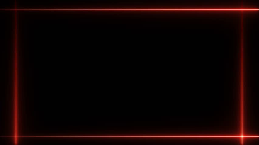 A precise square frame constructed from vivid red neon lines, featuring brightly glowing corners, is displayed on a solid black canvas. Clear details and vibrant colors enhance visual appeal.