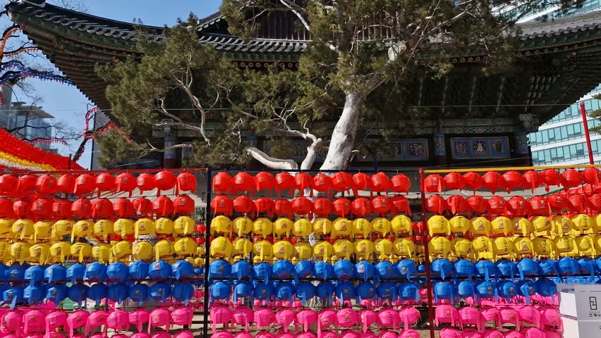 Jogyesa Temple in Seoul, South Korea, Chief Temple of Jogye Order of Korean Buddhism, Colorful Lanterns and Building