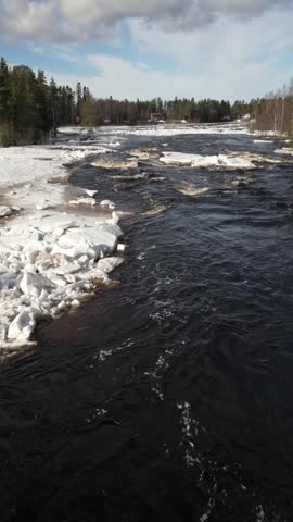 Koitelinkoski rapids in early spring, Oulu Finland