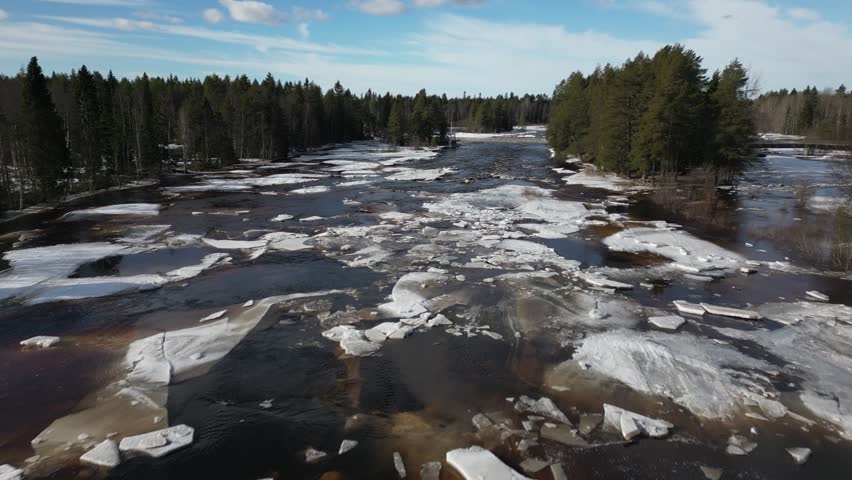Koitelinkoski rapids in early spring, Oulu Finland