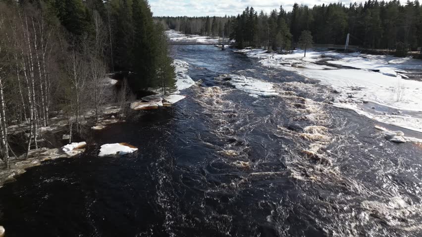 Koitelinkoski rapids in early spring, Oulu Finland
