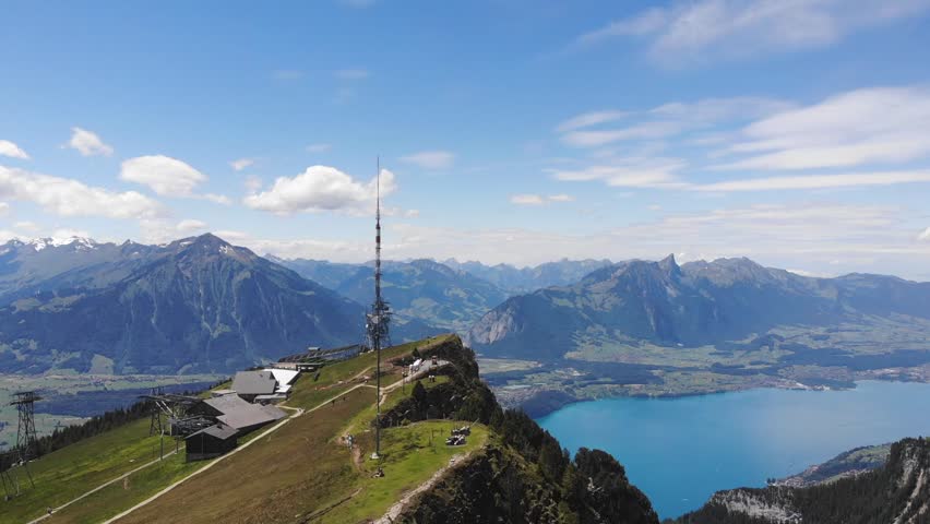 Niederhorn mountain in the Bernese Oberland region of Switzerland aerial drone landscape