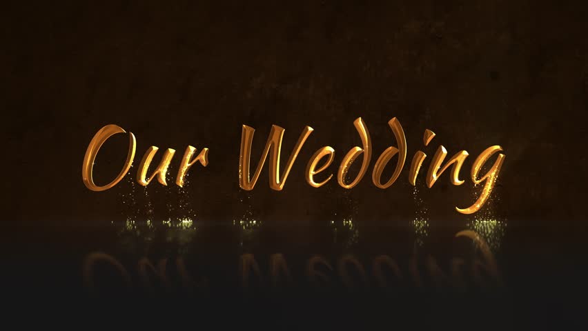 our wedding in gold letters
