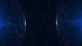Blue glowing particles forming two symmetrical fields in deep space, creating a futuristic abstract cosmic background with depth and subtle motion. Seamless loop abstract - Powered by Shutterstock - Get 15% off with code: PIKWIZARD15
