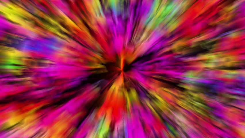 Vibrant neon tie-dye radial burst animation loop in retro colors