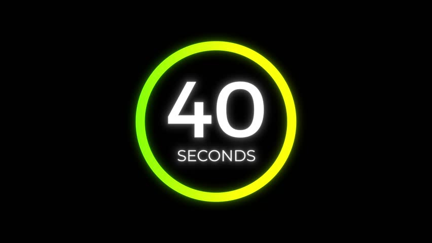 Circular digital countdown timer showing 40 seconds with soft glow effect on black background for sleek display