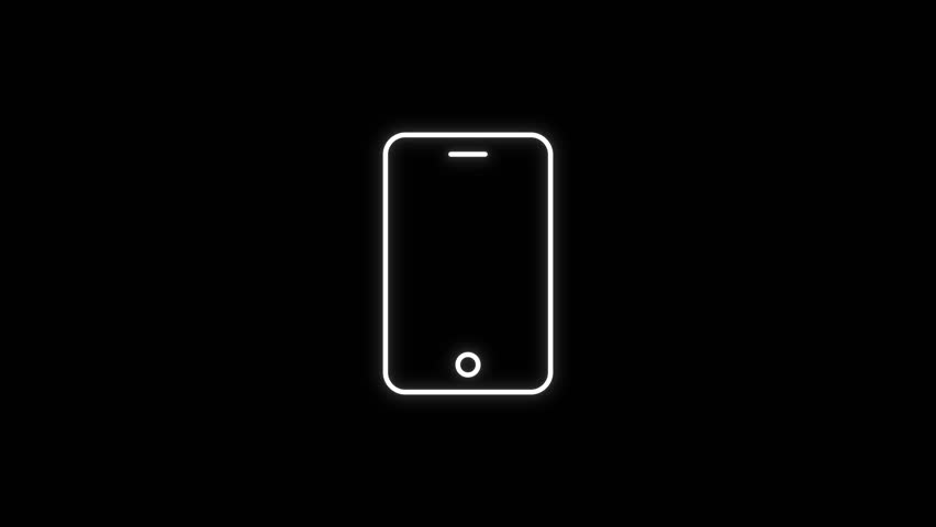 Mobile phone line icon showing scanning process animation on black background for modern tech visuals