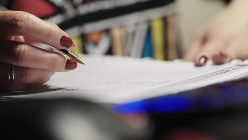 Close-up shot of a focused woman