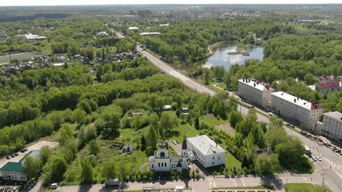 Drone Flying Forward Descending Church