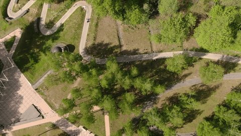 Top Down Drone Orbit over Park Pathways