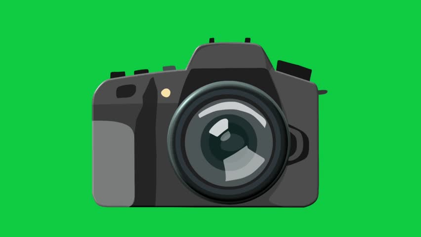 2D Animated DSLR Camera with Professional Lens Detail for Photography
