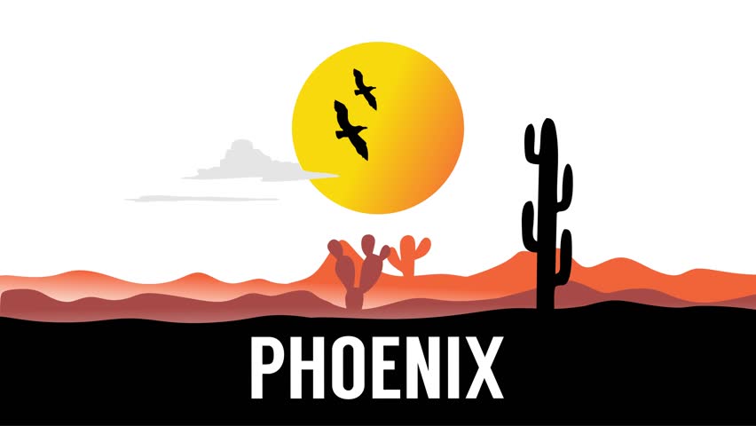 Beautiful views and cactus silhouettes in Phoenix, Arizona