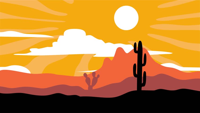 Beautiful views and cactus silhouettes in Phoenix, Arizona