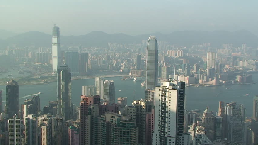 Pan across Hong Kong skyline