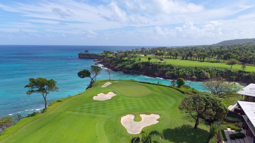 Playa Grande Golf Course On The North Coast Of The Dominican Republic - Aerial Drone Shot