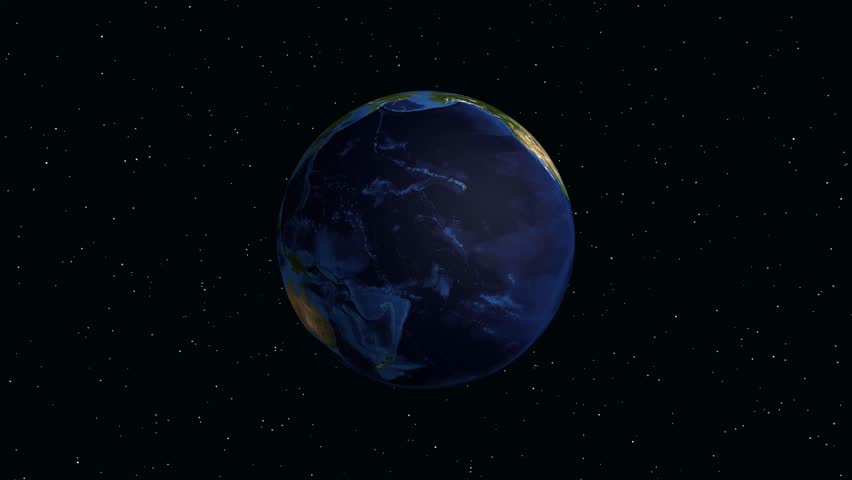 Digital animation zooms from outer space to a specific location pin in Hyderabad, Pakistan