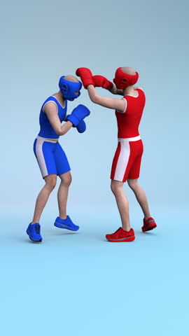 Two men boxing – 3d render looped.