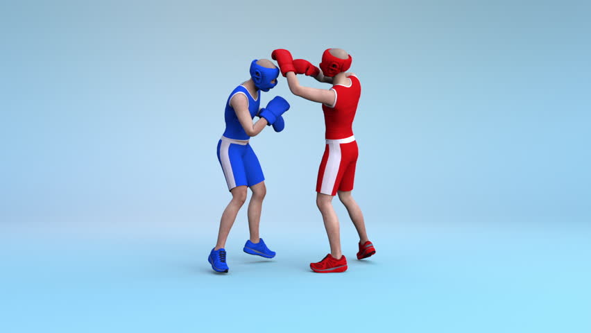 Two men boxing – 3d render looped.