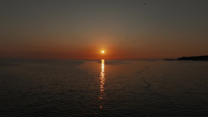 Sunset over Mobile Bay Alabama drone view