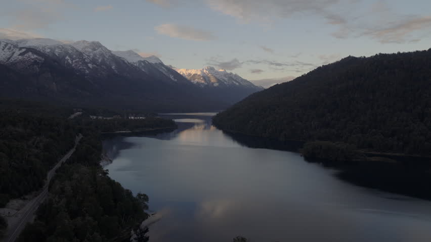 Patagonian Mountain Lake at Sunset with Snow-Capped Andes, Argentina, Wilderness Travel