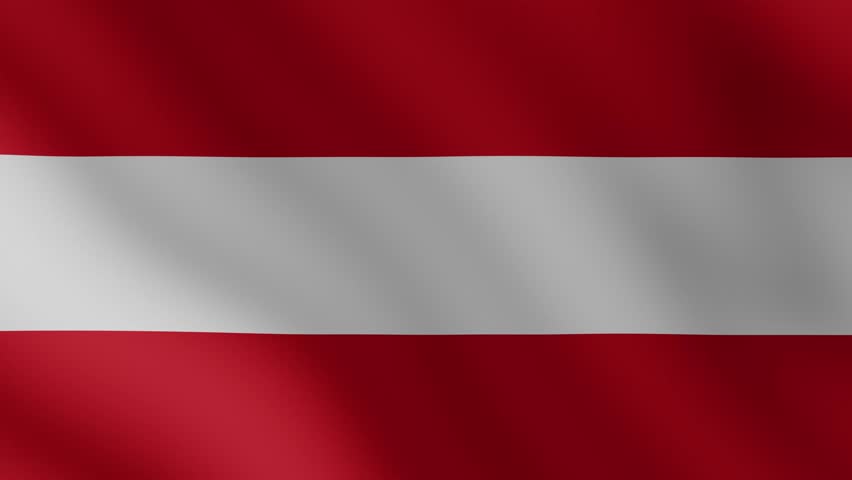 The Austrian flag is flying in the wind. 4K.
