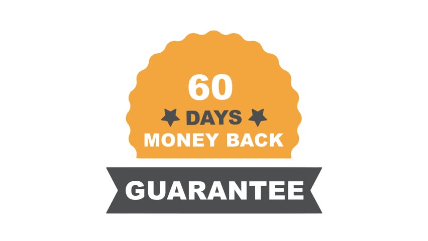 60 days money back guarantee sign, video, stamp, seal, vector, badge, sticker, label.