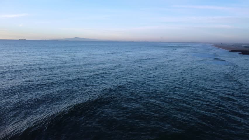 Calm Peaceful Ocean Off the Coast of Huntington Beach in California, America