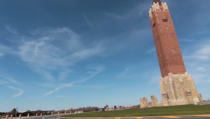 Driving Plate on Long Island Highway past Jones Beach Tower