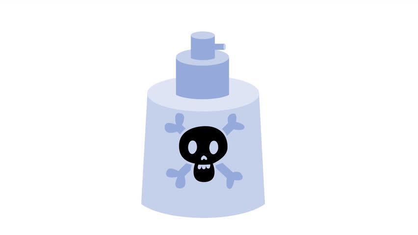 Poison spray bottle with skull and crossbones in an alpha channel. Toxic chemical liquid with a death warning symbol. Hazardous spray bottle with skull icon for safety sign.