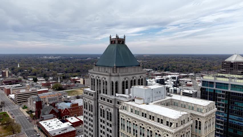 aerial flight past building in greensboro nc
