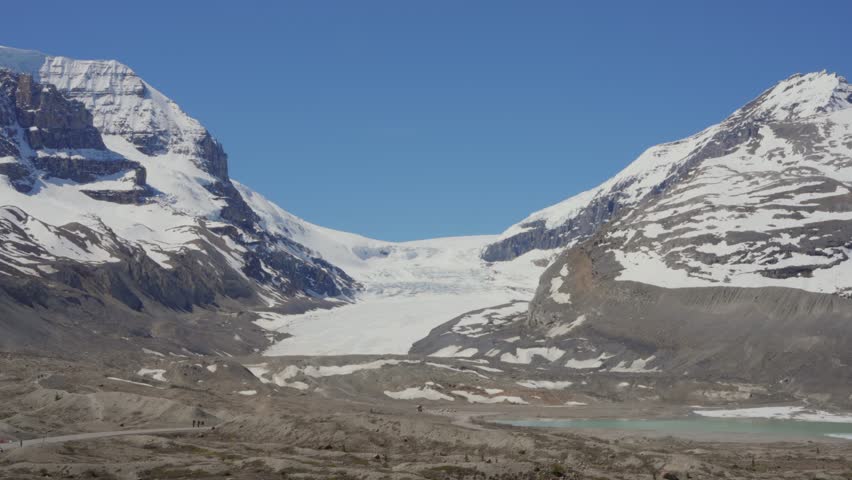 Athabasca Glacier connecting to Columbia Icefield in Jasper National Park, Canada
