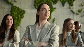 Group of diverse successful businesswomen looking forward with optimism. Female leadership and teamwork in a sustainable company - Powered by Shutterstock - Get 15% off with code: PIKWIZARD15
