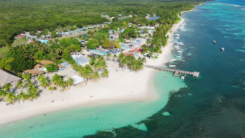 Beautiful beach with crystal clear waters located in the town of "Mano Juan" on Saona Island, Dominican Republic.