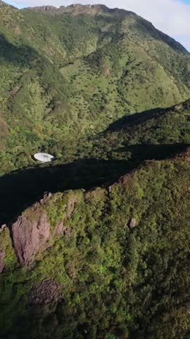 Aerial view An FPV drone flies smoothly over mountains in Taiwan