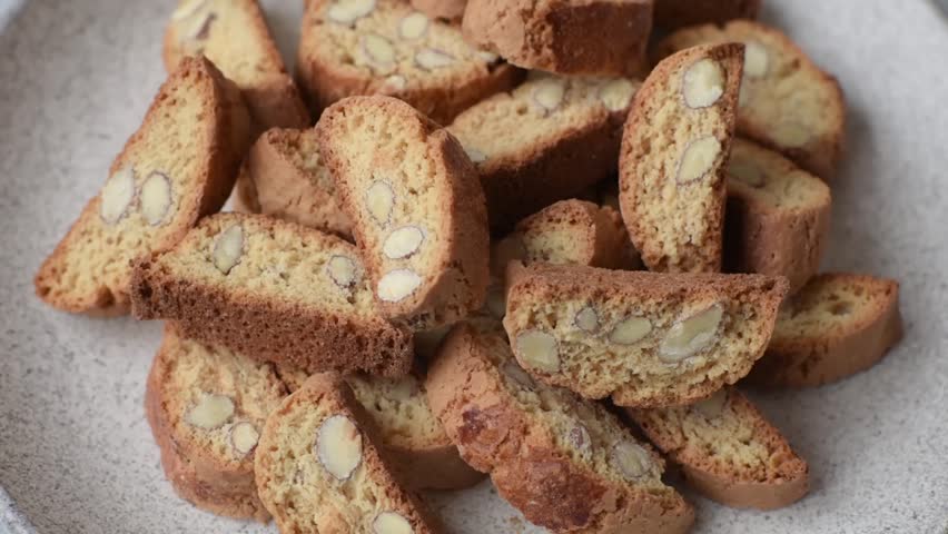 Italian cantuccini cookies with almonds, a sweet biscuit dessert. Cantuccini cookies as a food backdrop for your design