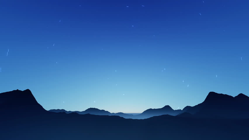 Star trails over the mountains at night