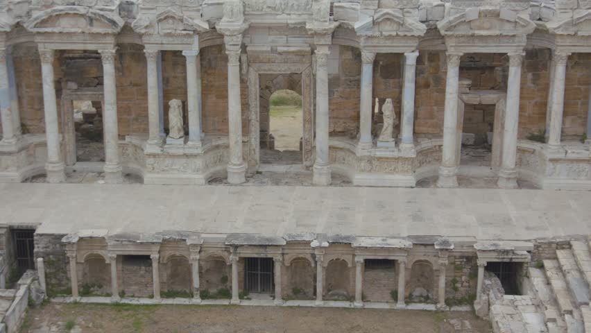 Hierapolis Ancient Theater and Sculptures Pamukkale Turkey Archaeological Site