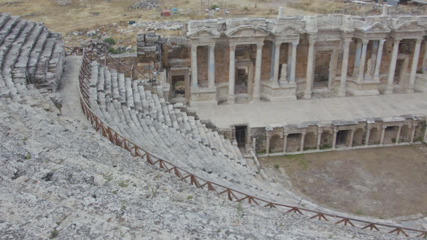Hierapolis Ancient Theater and Sculptures Pamukkale Turkey Archaeological Site
