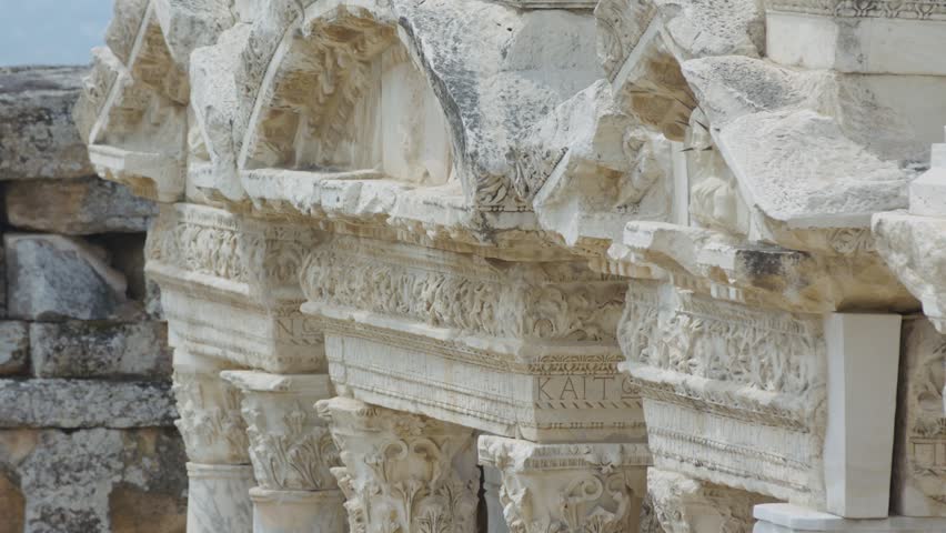 Hierapolis Ancient Theater and Sculptures Pamukkale Turkey Archaeological Site
