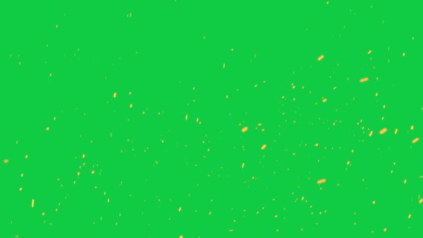 Glowing Fire particles flying ember, burning ash fire sparks isolated. 4K animation on green screen background Fire flakes bonfire. moving fast with wind. Hot burning fire sparks ashes motion. 4k
