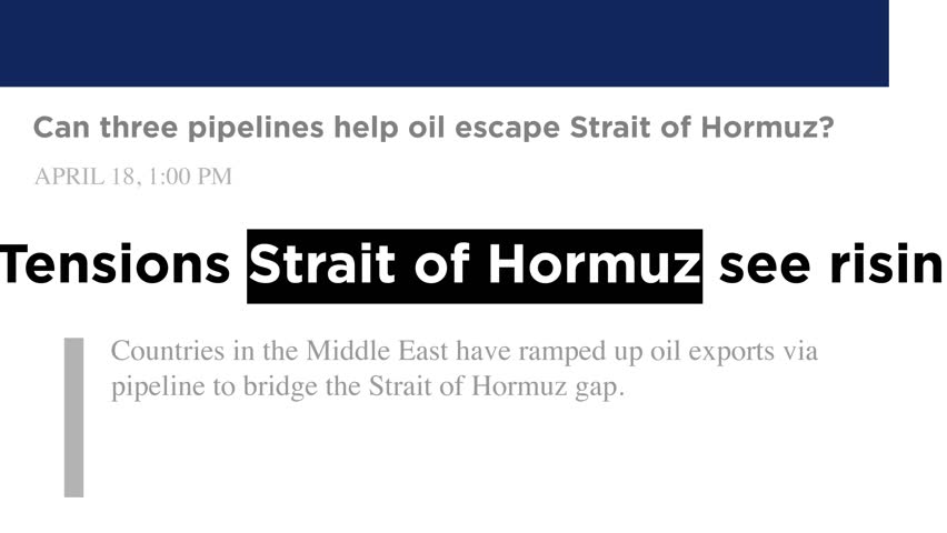 Strait of Hormuz in Global News Headlines Loop. Loopable animation showcasing Strait of Hormuz featured in global news headlines across international media. 4K Video Animation.
